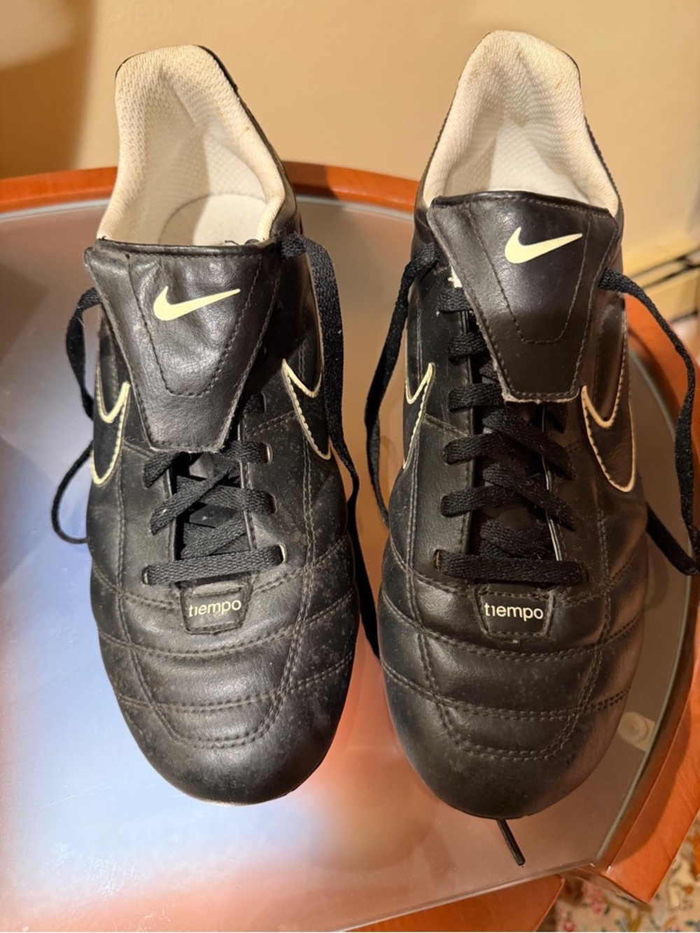 Nike Black and Cream Tiempo Men's Soccer Cleats
